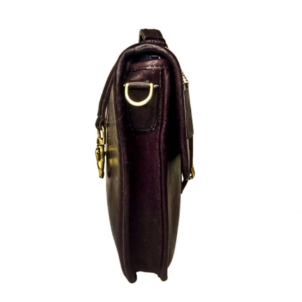 VINTAGE COACH Mahogany Leather Top Handle Turn Lock Unisex Shoulder Bag NYC COA - Picture 5 of 17